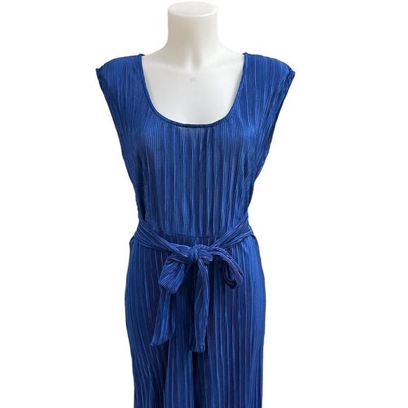 ANTHROPOLOGIE MAEVE SONATA BLUE PLEATED WIDE LEG CAP SLEEVE JUMPSUIT SZ 8 NEW! - Picture 4 of 13